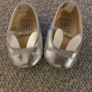 GAP Shiny Silver Baby Shoes with Bunny Ears